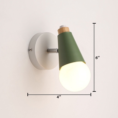 Open Bulb 1 Light Sconce Light Macaron Blue/Green Metal Mini Wall Mount Light for Children Room