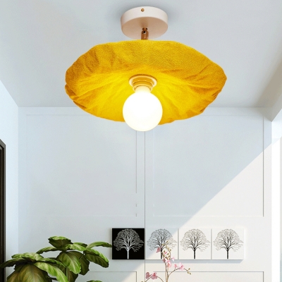 Pink/Yellow Flared Wall Lamp Macaron Nordic Metal Single Head Wall Mount Fixture for Sitting Room