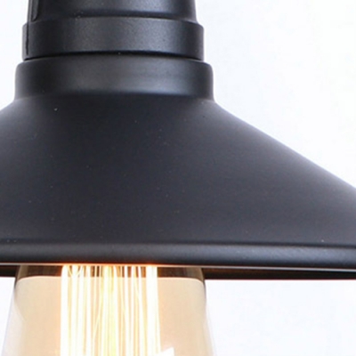 Retro Style Water Pipe Lighting Fixture with Flared Shade Iron 1 Light Wall Lamp in Black