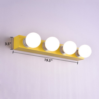 Rotatable 4 Light Bulb Mirror Light Modern LED Wall Lamp in Yellow in Third Gear