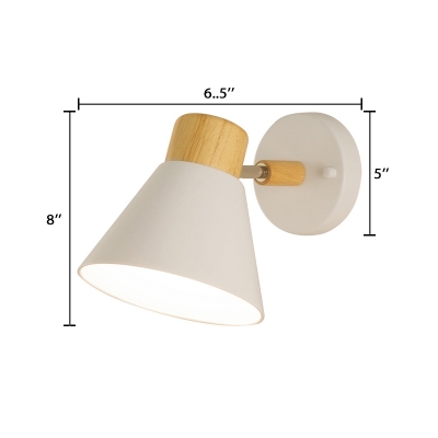 Rotatable Conical Shade Wall Sconce Minimalist Modern Small Metal Wall Light in White