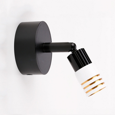 Tubed LED Wall Mount Light Modern Simple Rotatable 1 Head Mini Wall Light in Black with Metal Base