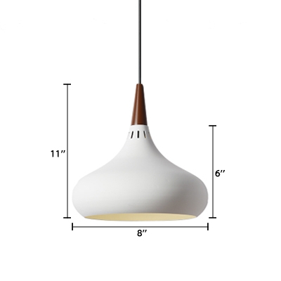 White Finish Spinning Drop Light Nordic Style Modern Metal 1 Bulb Ceiling Pendant Light