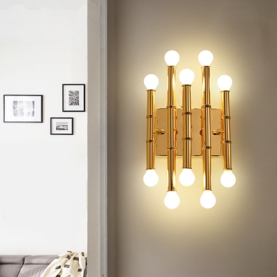 Bamboo Shape Wall Light Stylish Designers Style Metal Multi Light LED Wall Sconce in Gold