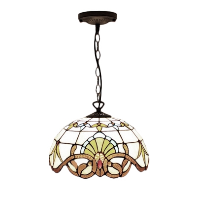 Baroque Tiffany Art Stained Glass Style Mini Pendant Light Renaissance Pattern