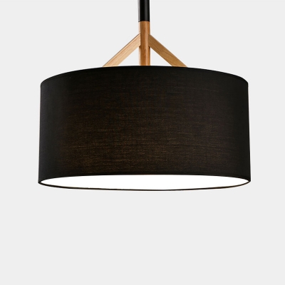 Black Drum Drop Ceiling Lighting Concise Modern Fabric Single Light Pendant Light