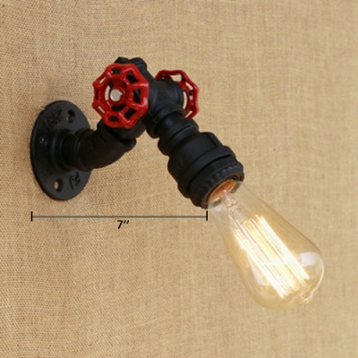 Black Finish Bare Bulb Wall Lighting Industrial Wrought Iron 1 Head Wall Sconce for Bar Counter