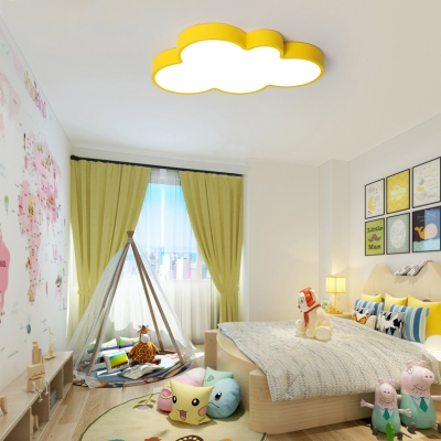 Children Bedroom Cloud Flush Light Modern Acrylic LED Flush Ceiling Light in Blue/Green/Pink/Yellow