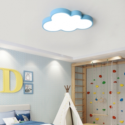 Children Bedroom Cloud Flush Light Modern Acrylic LED Flush Ceiling Light in Blue/Green/Pink/Yellow