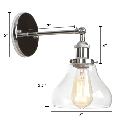 Chrome Finish Cucurbit Wall Lamp Modernism Industrial Glass Shade 1 Bulb Sconce Light for Hallway