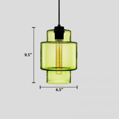Designers Style Geometric Suspended Light Glass Single Head Hanging Lamp in Green