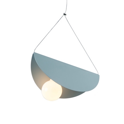 Folded 1 Light Hanging Light Blue/Gray/Orange/Yellow Metal Pendant Lamp for Bedroom Foyer