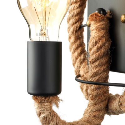 Industrial Style Single Light Rope Wall Light in Black Finish