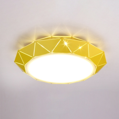 Macaron Nordic Bowl Ceiling Light Children Bedroom Acrylic LED Flush Light in Green/Pink/Yellow