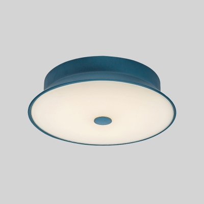 Metallic Tapered LED Flush Mount Modernism Macaron Sitting Room Ceiling Fixture in Blue/Green