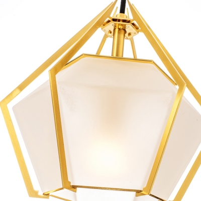 Milky Glass Diamond Pendant Light Designers Style Art Deco Hanging Light for Living Room