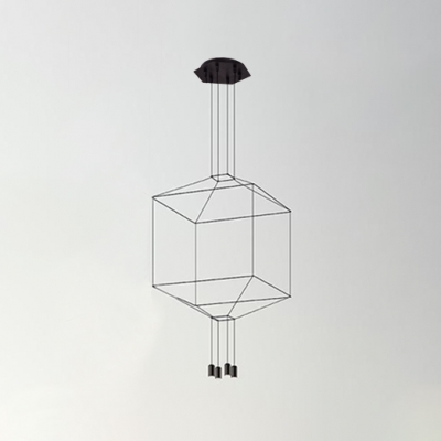 Multi Light Geometric Hanging Light Modern Design Iron Drop Ceiling Lighting in Black