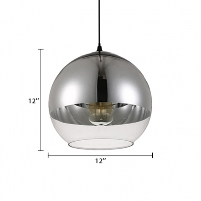 Orb Suspended Light Designers Style Electroplate Glass Single Light Hanging Light in Chrome