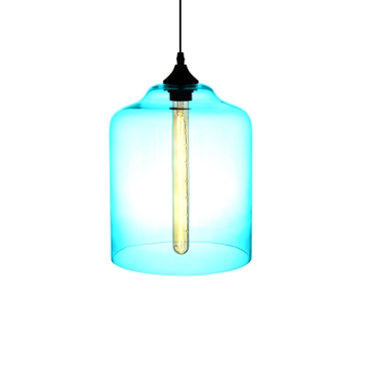 Single Light Bottle Suspension Light Modernism Glass Pendant Lamp in Sky Blue