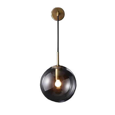 Smoke Glass Globe Lighting Fixture Minimalist 1 Head Suspender Wall Light for Coffee Shop