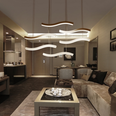 Wave Pendant Light Simplicity Acrylic Multi Light Suspended Light for Living Room