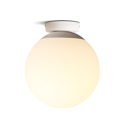 1 Bulb Globe Flush Mount Lighting Minimalist Frosted Glass Ceiling Light in White for Foyer
