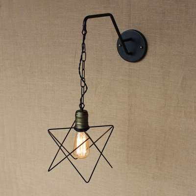 1 Head Star Metal Frame Wall Lamp Modern Chic Hanging Wall Sconce in Bronze for Coffee Shop