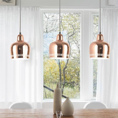 Rose Gold Bell Pendant Light Modern Chic Metallic Single Light Hanging Light for Living Room
