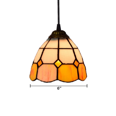 5.5 Inch Width Tiffany Style Polygon Shape Shade Mini Pendant Light