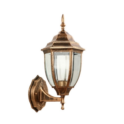 Antique Brass Lantern Sconce Light Traditional Vintage Metal 1 Head Outdoor Wall Lighting