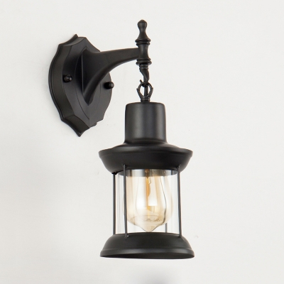 Black Finish Metal Cage Wall Sconce Nautical Style 1 Light Lighting Fixture for Courtyard