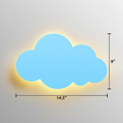 Blue/Yellow Cloud Wall Sconce Modern Fashion Plastic LED Wall Mount Light for Boys Girls Bedroom