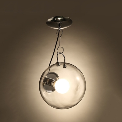 Clear Glass Ball Ceiling Light Modern Design 1 Light Semi Flush Mount Lighting in Chrome