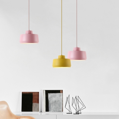 Cylinder LED Suspension Lamp Contemporary Colorful Metal Drop Light for Children Room