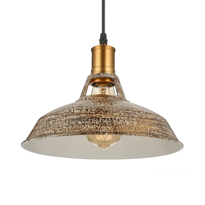 Industrial Hanging Pendant Light in Old Bronze with Barn Shade, Mini Sized