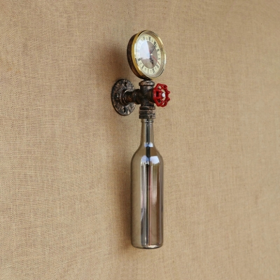 Industrial Wall Sconce LOFT Retro Vintage with Watermeter and Valve Decorative Pipe Fixture, Colorful Glass Shade