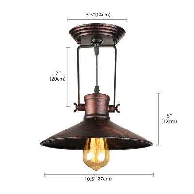 Industrial Wall Sconce with Coolie Shade in Rust