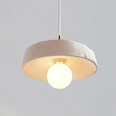 Metal Pendant Light with Drum Modern Black/White Single Head Suspension Light for Living Room