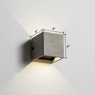 Square LED Wall Light Designers Style Energy Efficient Cement Wall Sconce for Balcony