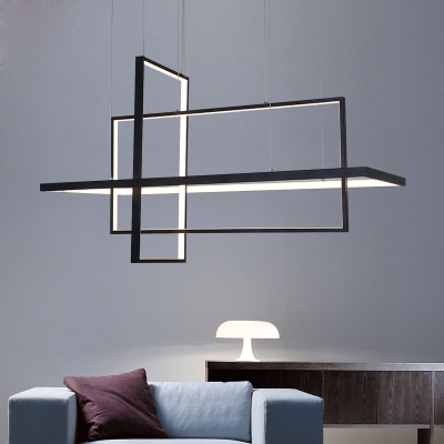 Super Thin Rectangular Pendant Lamp Modern Metal Multi Light Pendant for Restaurant