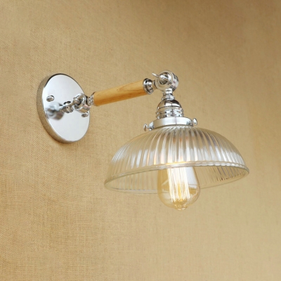 Swirl Glass Dome Sconce Light Modern Adjustable 1 Light Wall Lighting in Chrome for Staircase