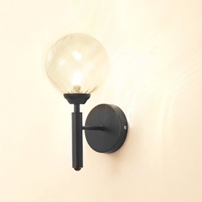 Textured Glass Orb Shade Sconce Light Modern Fashion 1 Light LED Wall Mount Light in Black