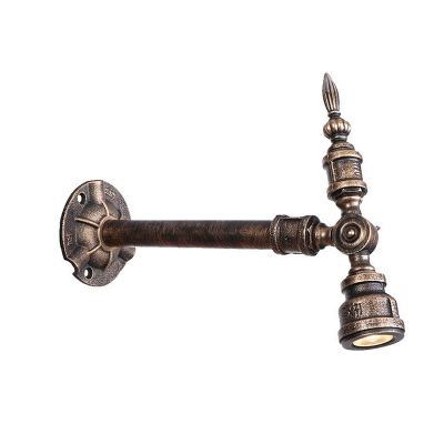 Water Pipe Wall Mount Fixture Industrial Metal Single Light Sconce Light in Aged Bronze