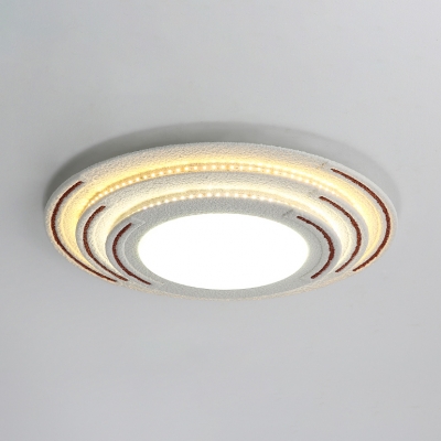 White 3 Tiers Disc LED Ceiling Lamp Modern Wooden Flush Light Fixture for Kindergarten Kids Room