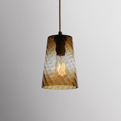 1 Head Geometric Suspended Light Contemporary Faded Glass Accent Hanging Lamp in Brown