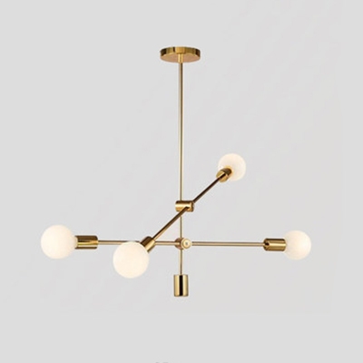 2/4 Heads Linear Suspended Lamp Designers Style Metal Chandelier Lamp in Gold for Living Room
