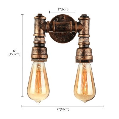 6'' H Double Light Bronze Finished Pipe LED Wall Sconce in Industrial Style