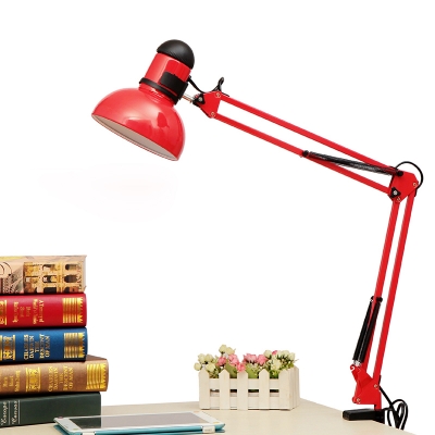 Arm Adjustable Desk Light Modern Design Iron Single Head LED Desk Lighting in Red for Bedside
