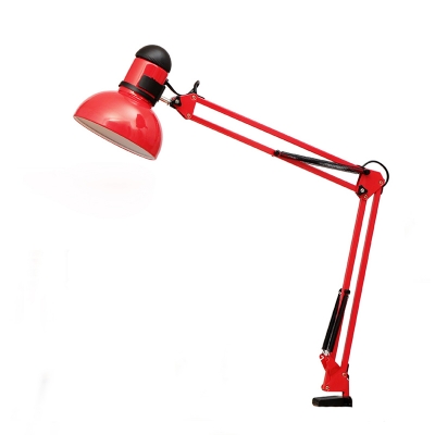 Arm Adjustable Desk Light Modern Design Iron Single Head LED Desk Lighting in Red for Bedside