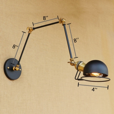 Brass Finish Semicircle Wall Lighting Vintage Iron 1 Light Wall Light Sconce for Library